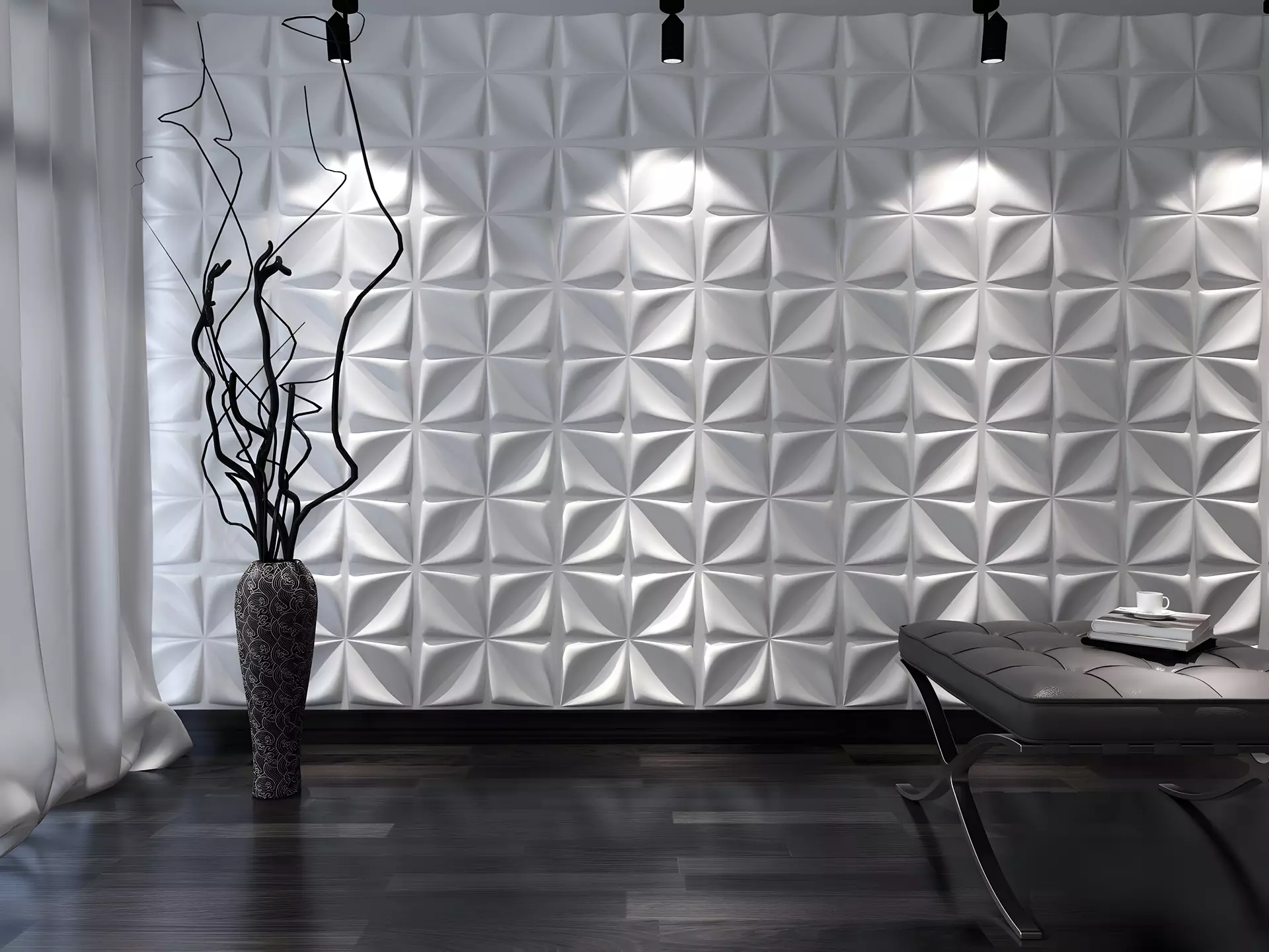 3 Boyutlu Boyanabilir PVC Duvar Paneli Elegance (50-50 cm 4 adet-1 metrekare)